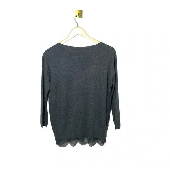Joie Women’s Hilano Lace-Hem Wool/Cashmere Pullover Sweater in Grey Size XS - Picture 8 of 10